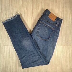 J Crew Slim Broken In Boyfriend Jeans Distressed Denim Frayed Hem Size 26